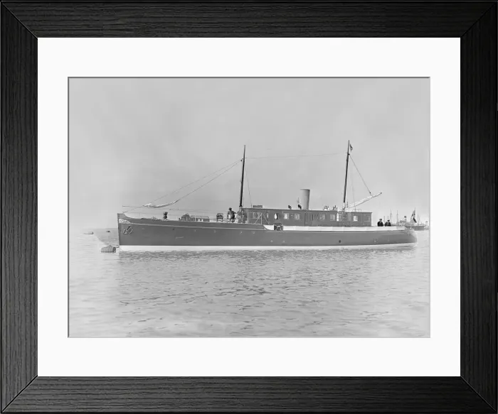 Framed Print : The 65 ton motor yacht Mairi at anchor, 1921. Creator: Kirk & Sons of Cowes Framed Print : The 65 ton motor yacht Mairi at anchor, 1921. Creator: Kirk & Sons of Cowes