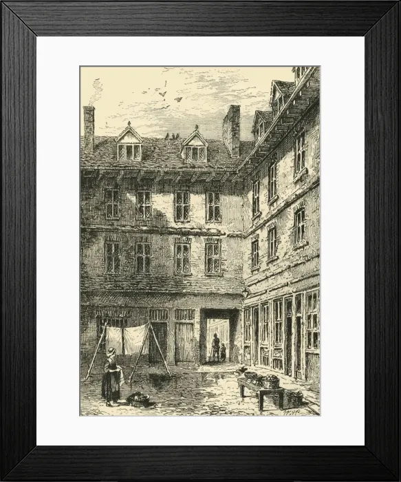 Framed Print : Goldsmiths House, Green Arbour Court, about 1800, (c1872). Creator: Unknown Framed Print : Goldsmiths House, Green Arbour Court, about 1800, (c1872). Creator: Unknown