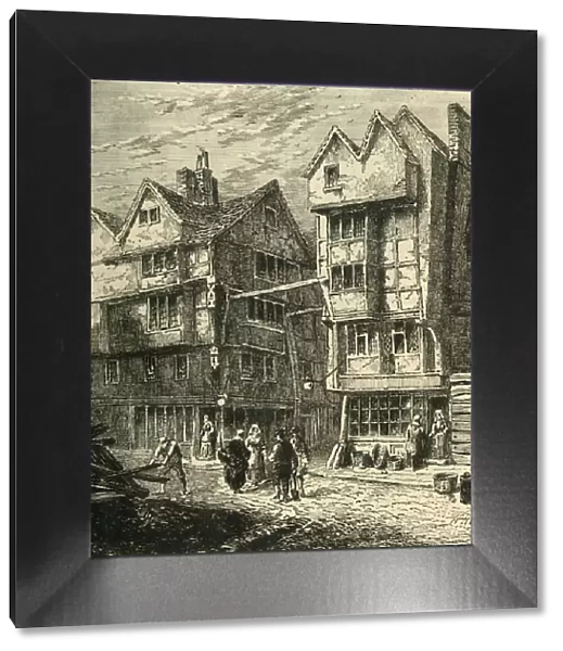 Old Houses Formerly Standing in Butchers Row, about 1800, (1881). Creator: Unknown
