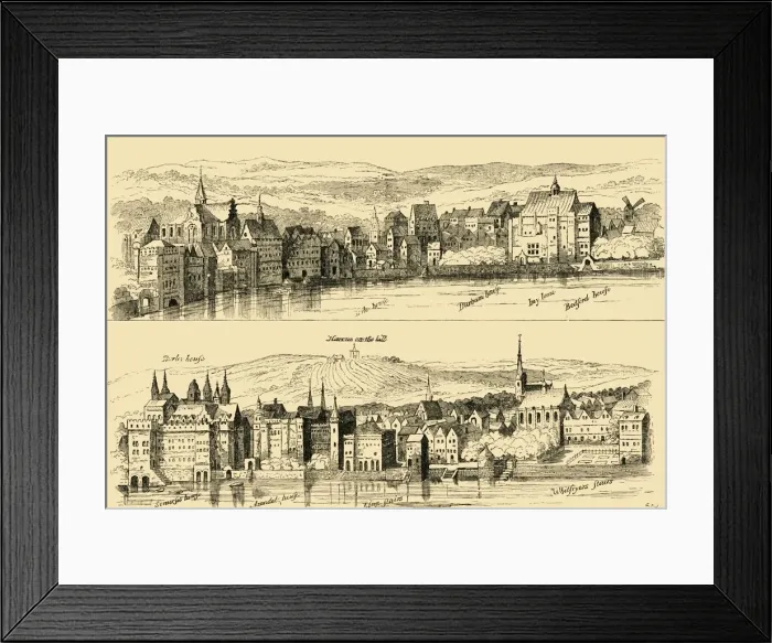 Framed Print : The Strand from the Thames, Sixteenth Century, (1881). Creator: Unknown Framed Print : The Strand from the Thames, Sixteenth Century, (1881). Creator: Unknown