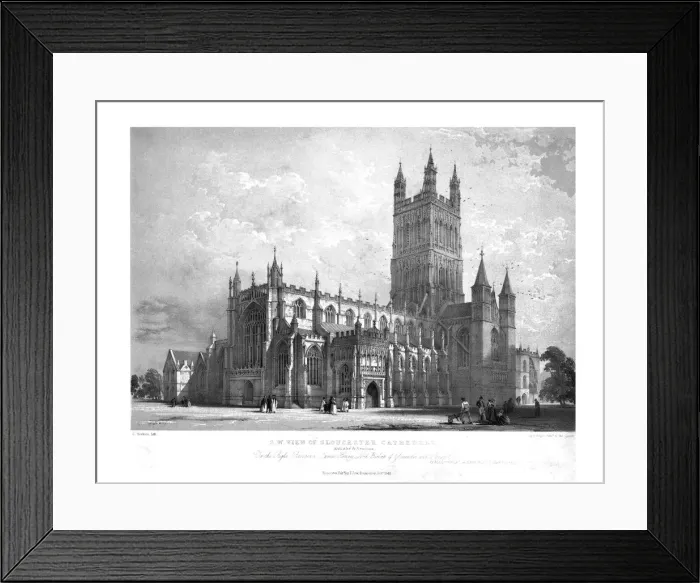 Framed Print : S. W. View of Gloucester Cathedral, c1842. Creator: George Hawkins Framed Print : S. W. View of Gloucester Cathedral, c1842. Creator: George Hawkins