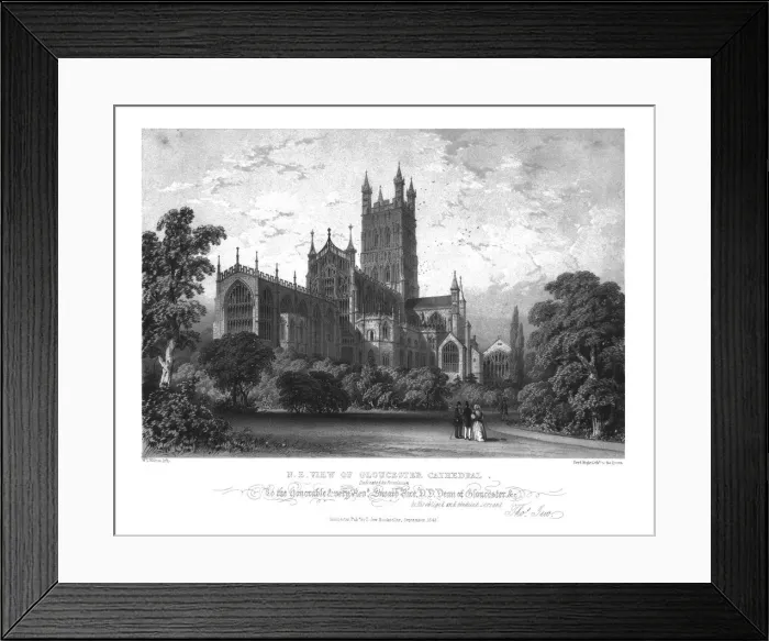 Framed Print : N. E. View of Gloucester Cathedral, c1843. Creator: WL Walton Framed Print : N. E. View of Gloucester Cathedral, c1843. Creator: WL Walton