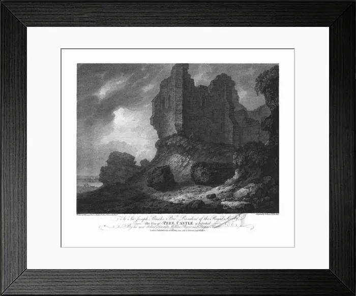 Framed Print : Peel Castle, 1783. Creators: Thomas Hearne, William Byrne, Thomas Medland Framed Print : Peel Castle, 1783. Creators: Thomas Hearne, William Byrne, Thomas Medland