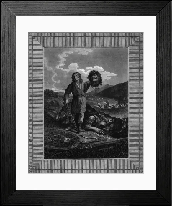 Framed Print : Davids victory over Goliath, (early 19th century). Creator: Warren Framed Print : Davids victory over Goliath, (early 19th century). Creator: Warren