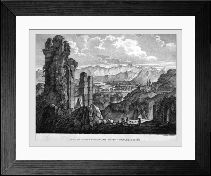 Framed Print : Junction of the Rhone and Saone, Roman Ruins near Lyons, c1835 Framed Print : Junction of the Rhone and Saone, Roman Ruins near Lyons, c1835