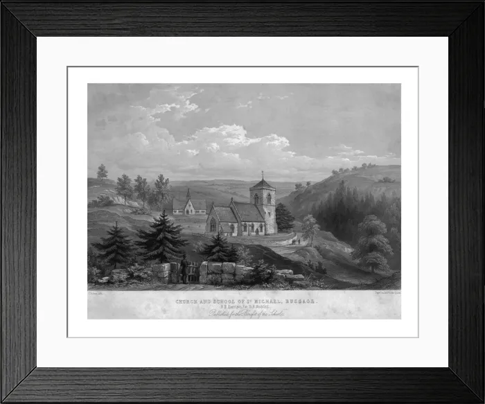 Framed Print : Church and School of St. Michael, Bussage, c1800. Creator: Unknown Framed Print : Church and School of St. Michael, Bussage, c1800. Creator: Unknown