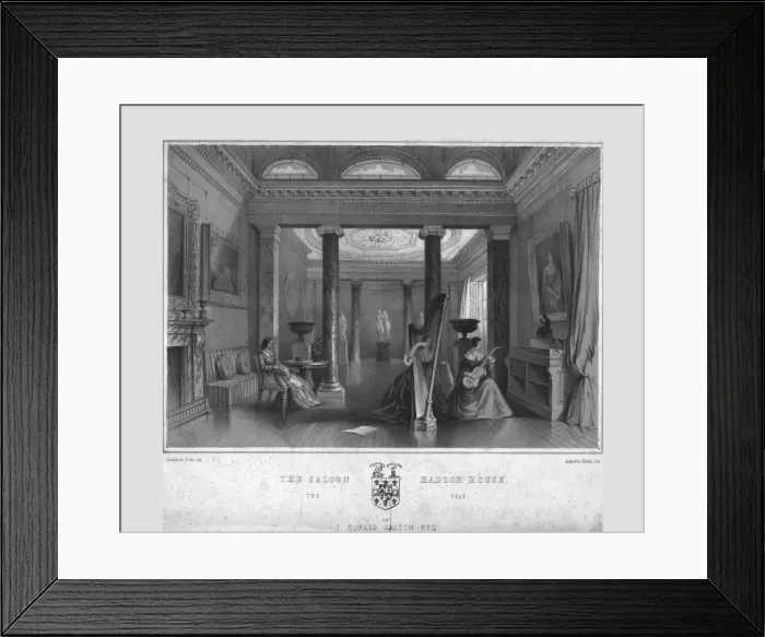 Framed Print : The Saloon, Hadzor House, 19th century. Creator: Frederick Peake Framed Print : The Saloon, Hadzor House, 19th century. Creator: Frederick Peake