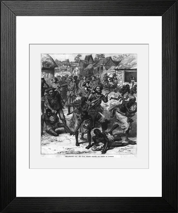 Framed Print : The Ashantee War: the Naval Brigade Clearing the Streets of Coomassie, 1874. Creator: Unknown Framed Print : The Ashantee War: the Naval Brigade Clearing the Streets of Coomassie, 1874. Creator: Unknown