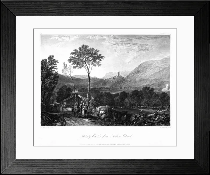 Framed Print : Hornby Castle from Tatham Church, c1822. Creator: William Radclyffe Framed Print : Hornby Castle from Tatham Church, c1822. Creator: William Radclyffe