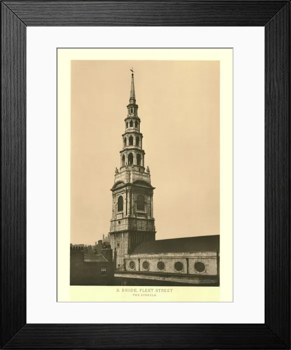 Framed Print : St Bride, Fleet Street, The Steeple, mid-late 19th century. Creator: Unknown Framed Print : St Bride, Fleet Street, The Steeple, mid-late 19th century. Creator: Unknown