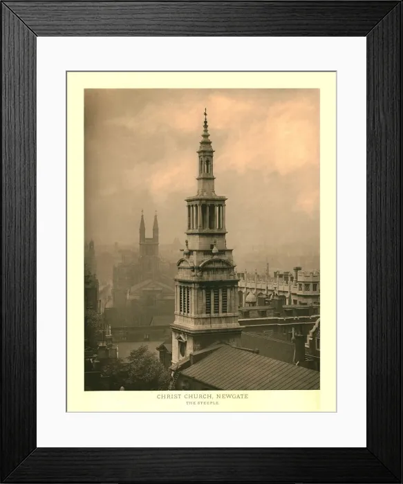 Framed Print : Christ Church, Newgate, The Steeple, mid-late 19th century. Creator: Unknown Framed Print : Christ Church, Newgate, The Steeple, mid-late 19th century. Creator: Unknown