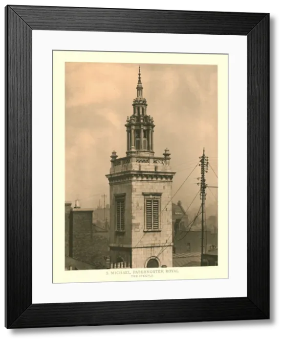 Framed Print : St Michael, Paternoster Royal, The Steeple, mid-late 19th century. Creator: Unknown Framed Print : St Michael, Paternoster Royal, The Steeple, mid-late 19th century. Creator: Unknown