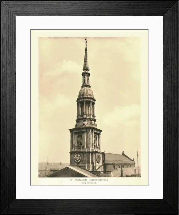 Framed Print : St Leonard, Shoreditch, The Steeple, mid-late 19th century. Creator: Unknown Framed Print : St Leonard, Shoreditch, The Steeple, mid-late 19th century. Creator: Unknown