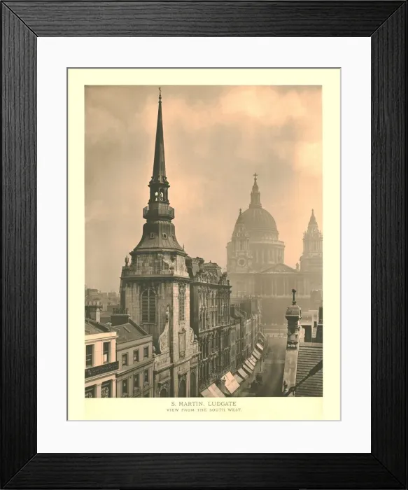 Framed Print : St Martin, Ludgate, View from the South West, mid-late 19th century. Creator: Unknown Framed Print : St Martin, Ludgate, View from the South West, mid-late 19th century. Creator: Unknown