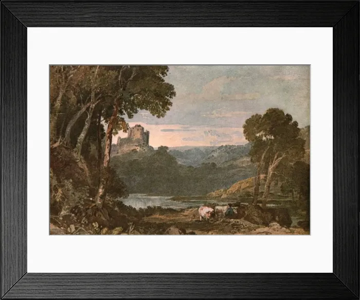 Framed Print : A River Scene with Cows, (c1900). Creator: Unknown Framed Print : A River Scene with Cows, (c1900). Creator: Unknown