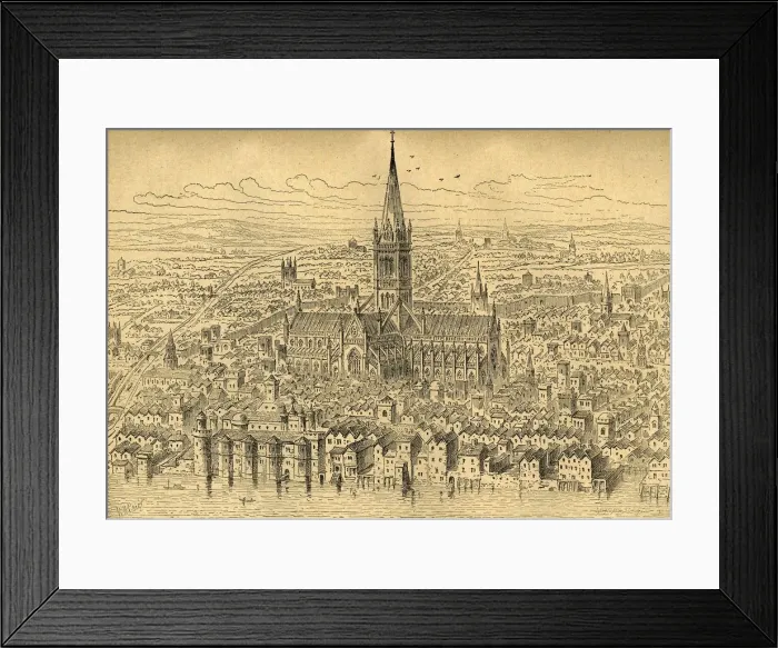 Framed Print : St. Pauls and the Neighbourhood in 1540, (1897). Creator: Unknown Framed Print : St. Pauls and the Neighbourhood in 1540, (1897). Creator: Unknown