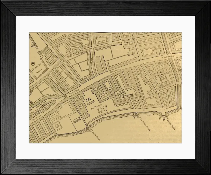 Framed Print : Fleet Street, The Temple, Etc. From a Map of London, Published 1720, (1897) Framed Print : Fleet Street, The Temple, Etc. From a Map of London, Published 1720, (1897)