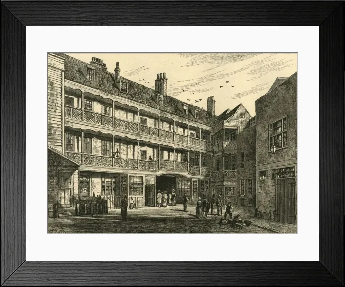 Framed Print : The Inner Court of the Old Belle Sauvage. (1897). Creator: Unknown Framed Print : The Inner Court of the Old Belle Sauvage. (1897). Creator: Unknown