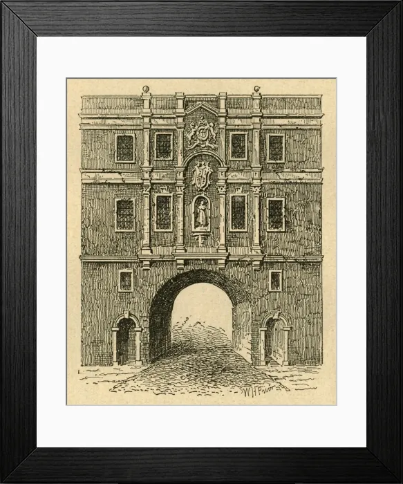 Framed Print : Old Lud Gate, from a print published about 1750, (1897). Creator: Unknown Framed Print : Old Lud Gate, from a print published about 1750, (1897). Creator: Unknown