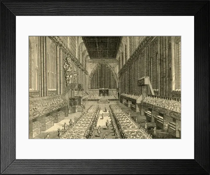 Framed Print : The Royal Banquet in Guildhall, 1761, (1897). Creator: Unknown Framed Print : The Royal Banquet in Guildhall, 1761, (1897). Creator: Unknown