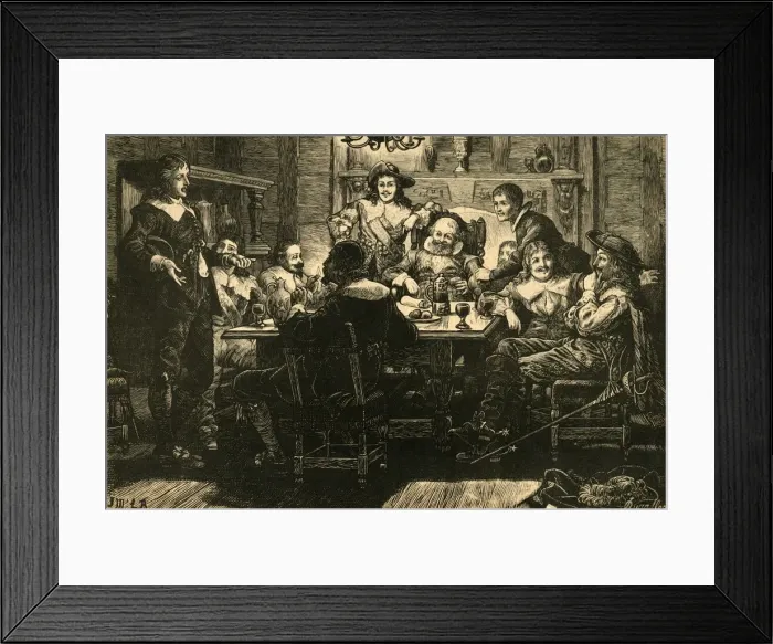 Framed Print : Introduction of Randolph to Ben Jonson at the Devil Tavern, (1897). Creator: Unknown Framed Print : Introduction of Randolph to Ben Jonson at the Devil Tavern, (1897). Creator: Unknown