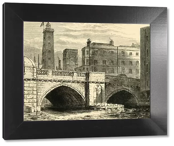 South End of Old London Bridge, with Shot Tower and St. Olaves Church, in 1820, (c1878)