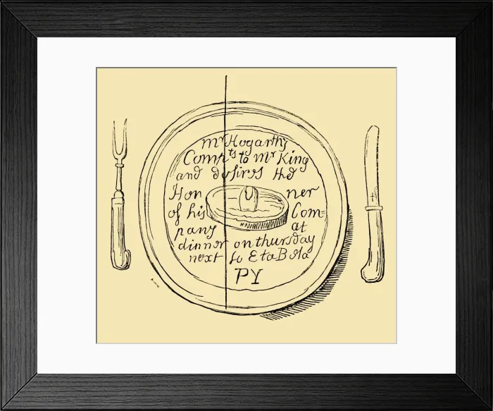 Framed Print : An Invitation Card by Hogarth, (1881). Creator: Unknown Framed Print : An Invitation Card by Hogarth, (1881). Creator: Unknown