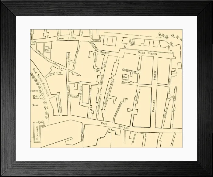 Framed Print : Plan of a Portion of Westminster Between 1734 and 1748 - Before the Erection of Framed Print : Plan of a Portion of Westminster Between 1734 and 1748 - Before the Erection of