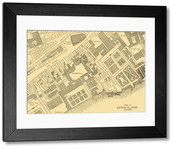 Framed Print : Plan of Arundel and Essex Houses, (1881). Creator: Unknown Framed Print : Plan of Arundel and Essex Houses, (1881). Creator: Unknown