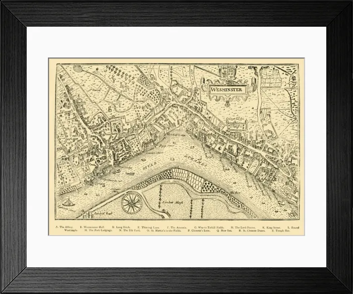 Framed Print : Plan of Westminster. (From Nordens Survey, taken in Queen Elizabeths Reign, 1593), (1881) Framed Print : Plan of Westminster. (From Nordens Survey, taken in Queen Elizabeths Reign, 1593), (1881)