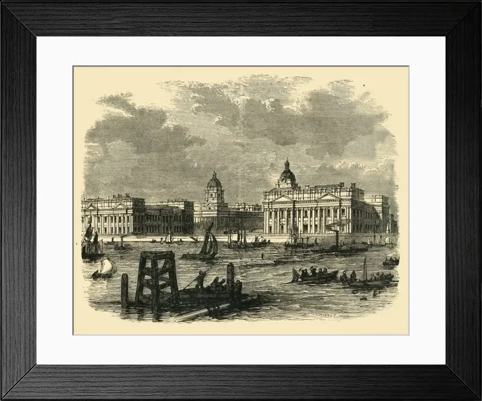 Framed Print : Greenwich Hospital, from the River, (c1878). Creator: Unknown Framed Print : Greenwich Hospital, from the River, (c1878). Creator: Unknown