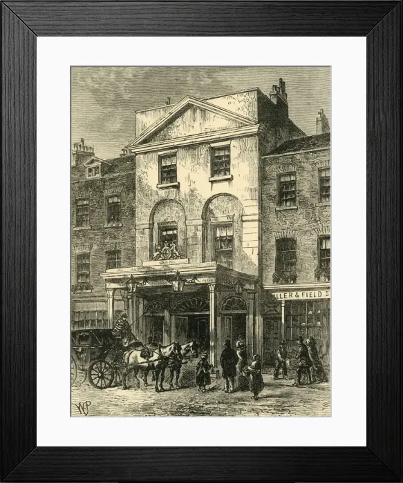 Framed Print : Entrance to Astleys Theatre in 1820, (c1878). Creator: Unknown Framed Print : Entrance to Astleys Theatre in 1820, (c1878). Creator: Unknown