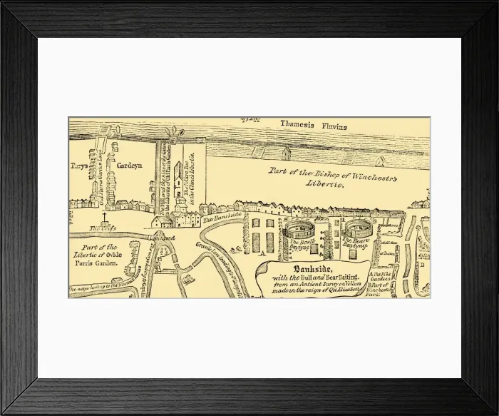 Framed Print : Plan of Bankside, Early in the Seventeenth Century, (c1878). Creator: Unknown Framed Print : Plan of Bankside, Early in the Seventeenth Century, (c1878). Creator: Unknown