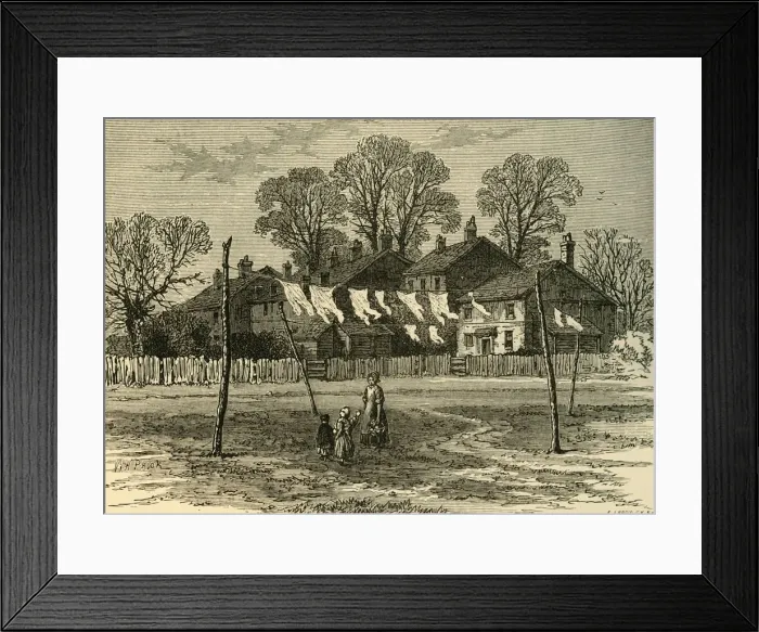 Framed Print : Old Cottages on Back Common, (c1878). Creator: Unknown Framed Print : Old Cottages on Back Common, (c1878). Creator: Unknown