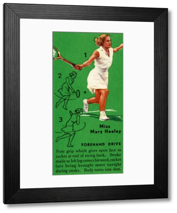 Framed Print : Miss Mary Heeley - Forehand Drive, c1935. Creator: Unknown Framed Print : Miss Mary Heeley - Forehand Drive, c1935. Creator: Unknown