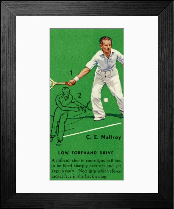 Framed Print : C. E. Malfroy - Low Forehand Drive, c1935. Creator: Unknown Framed Print : C. E. Malfroy - Low Forehand Drive, c1935. Creator: Unknown