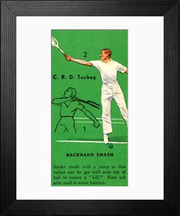 Framed Print : C. R. D. Tuckey - Backhand Smash, c1935. Creator: Unknown Framed Print : C. R. D. Tuckey - Backhand Smash, c1935. Creator: Unknown