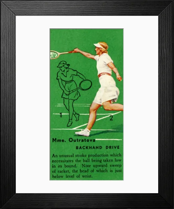 Framed Print : Mme. Outratova - Backhand Drive, c1935. Creator: Unknown Framed Print : Mme. Outratova - Backhand Drive, c1935. Creator: Unknown