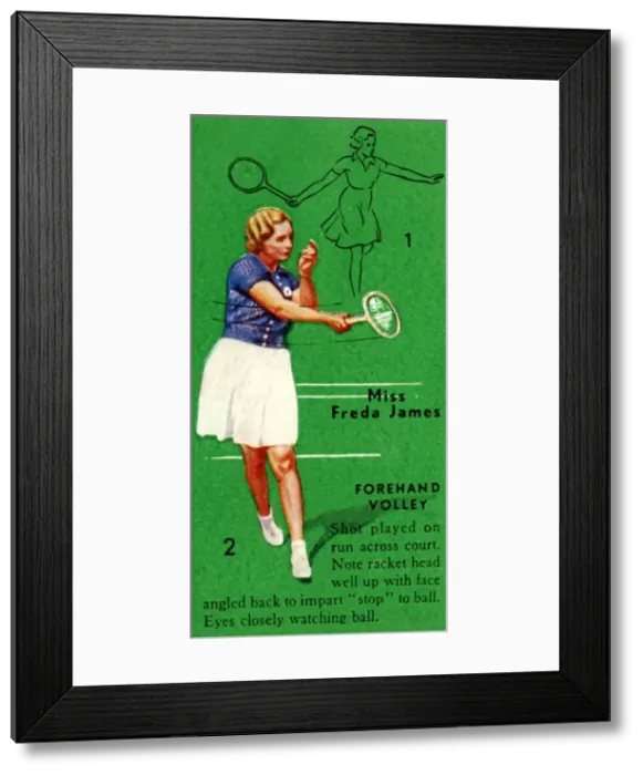 Framed Print : Miss Freda James - Forehand Volley, c1935. Creator: Unknown Framed Print : Miss Freda James - Forehand Volley, c1935. Creator: Unknown