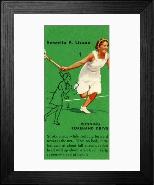 Framed Print : Senorita A. Lizana - Running Forehand Drive, c1935. Creator: Unknown Framed Print : Senorita A. Lizana - Running Forehand Drive, c1935. Creator: Unknown