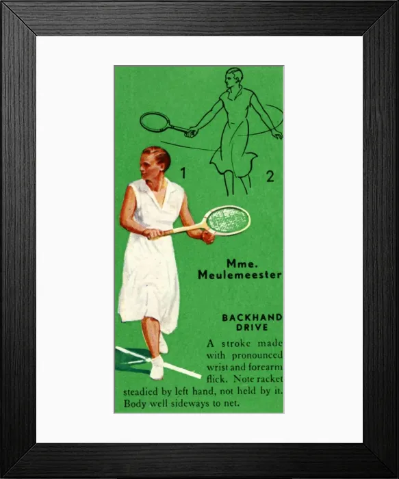 Framed Print : Mme. Meulemeester - Backhand Drive, c1935. Creator: Unknown Framed Print : Mme. Meulemeester - Backhand Drive, c1935. Creator: Unknown