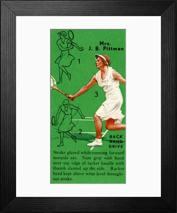 Framed Print : Mrs. J. B. Pittman - Backhand Drive, c1935. Creator: Unknown Framed Print : Mrs. J. B. Pittman - Backhand Drive, c1935. Creator: Unknown