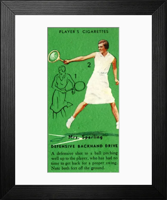 Framed Print : Mrs. Sperling - Defensive Backhand Drive, c1935. Creator: Unknown Framed Print : Mrs. Sperling - Defensive Backhand Drive, c1935. Creator: Unknown