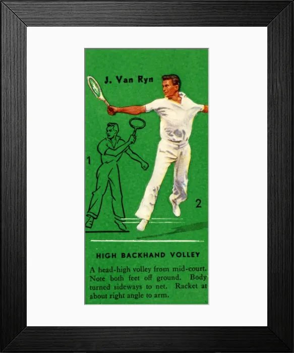 Framed Print : J. Van Ryn - High Backhand Volley, c1935. Creator: Unknown Framed Print : J. Van Ryn - High Backhand Volley, c1935. Creator: Unknown