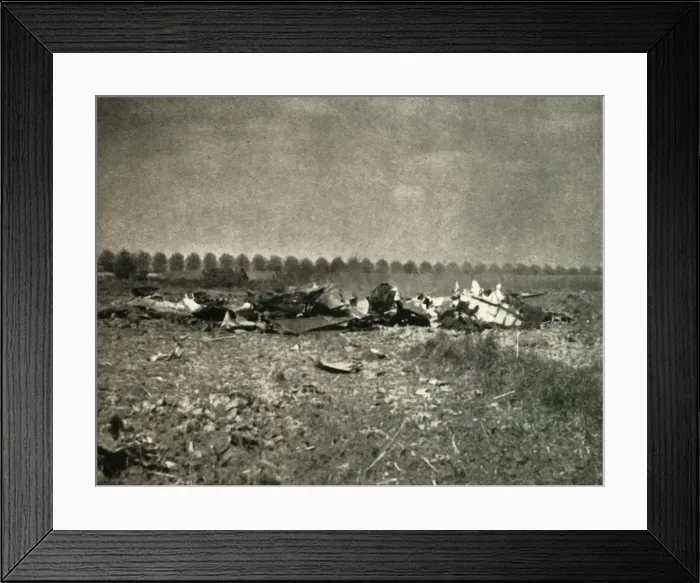 Framed Print : And Afterwards: The End of a Heinkel in a French Field, 1939-1940, (1941). Creator: Unknown Framed Print : And Afterwards: The End of a Heinkel in a French Field, 1939-1940, (1941). Creator: Unknown