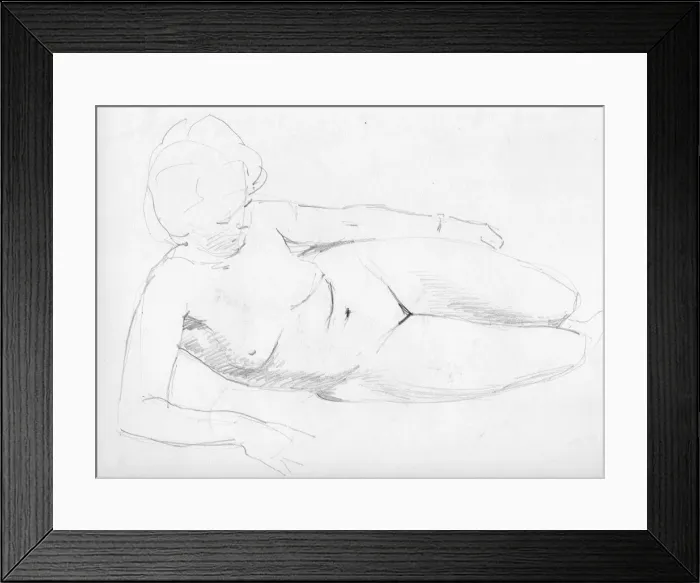 Framed Print : Nude woman reclining, c1950. Creator: Shirley Markham Framed Print : Nude woman reclining, c1950. Creator: Shirley Markham