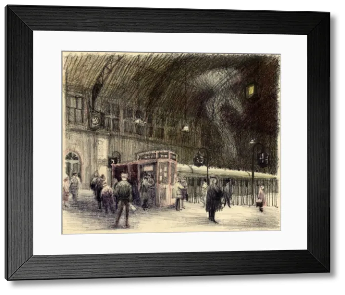 Framed Print : Railway station, 1951. Creator: Shirley Markham Framed Print : Railway station, 1951. Creator: Shirley Markham