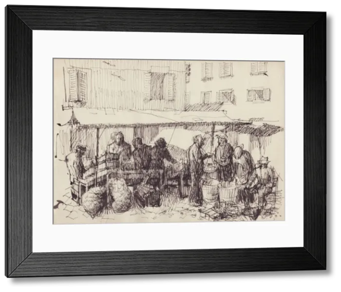 Framed Print : Market scene, Italy, c1950. Creator: Shirley Markham Framed Print : Market scene, Italy, c1950. Creator: Shirley Markham