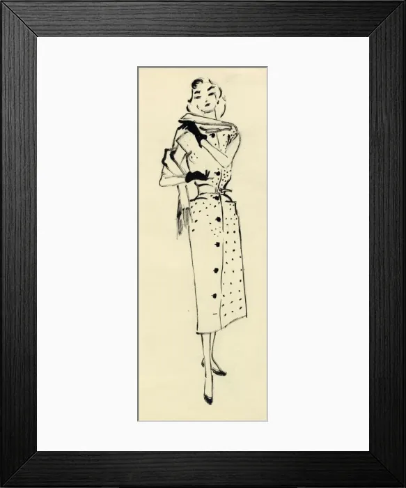 Framed Print : Woman in spotted dress, c1950. Creator: Shirley Markham Framed Print : Woman in spotted dress, c1950. Creator: Shirley Markham