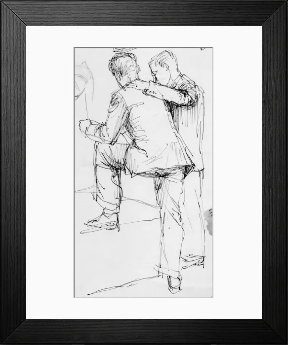 Framed Print : Two men standing, 1953. Creator: Shirley Markham Framed Print : Two men standing, 1953. Creator: Shirley Markham